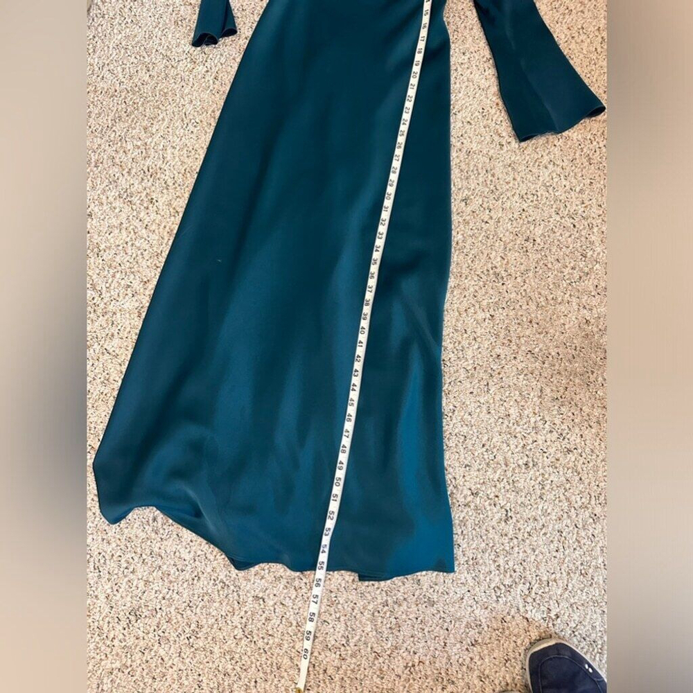 Satin Charmeuse A-Line Maxi Dress Jewel Bateau Neckline Built in Bra! Size 4 - Picture 11 of 13